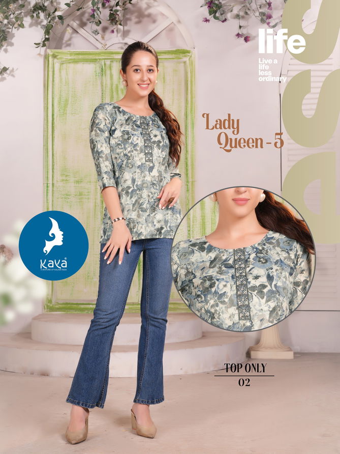 Lady Queen 5 By Kaya Capsule Printed Ladies Top Wholesale Price In Surat